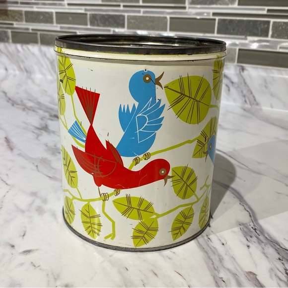 Vintage Procter & Gamble tin canister bird design kitschy retro MCM - Picture 3 of 11